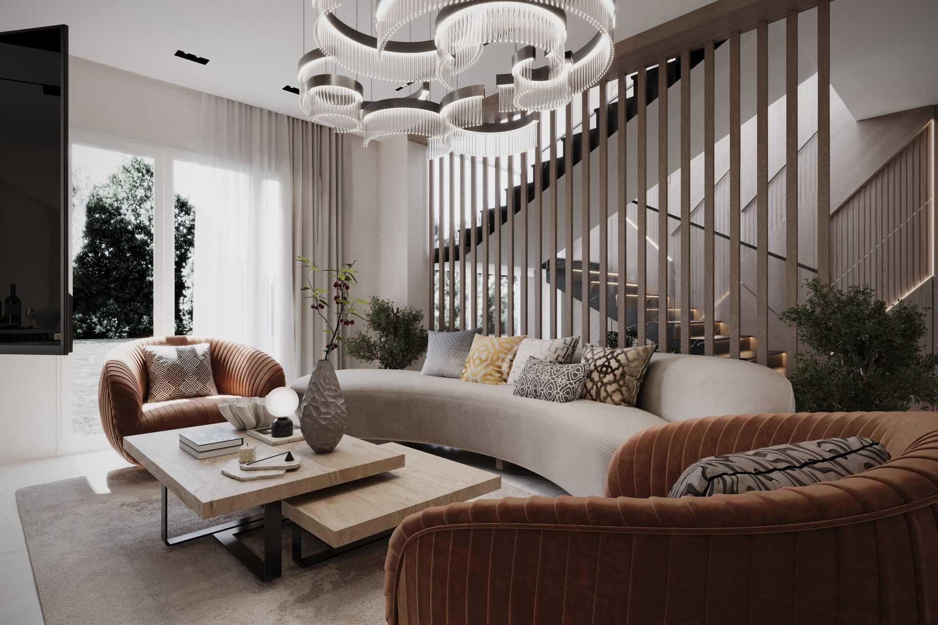 Luxurious modern living room interior design
